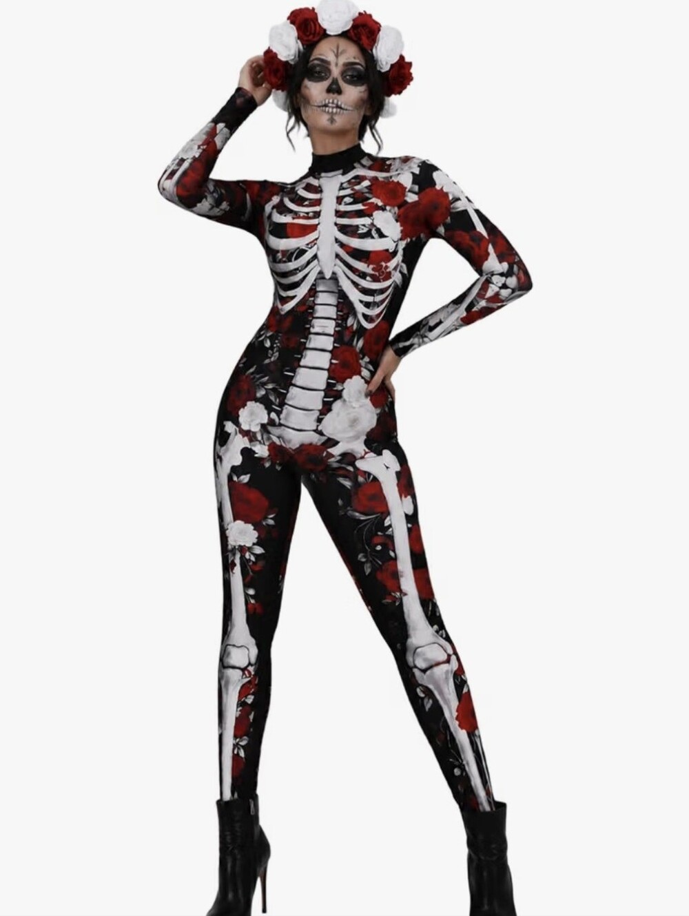 NIB Party Teller Day Of The Dead Skeleton Halloween Costume - Medium